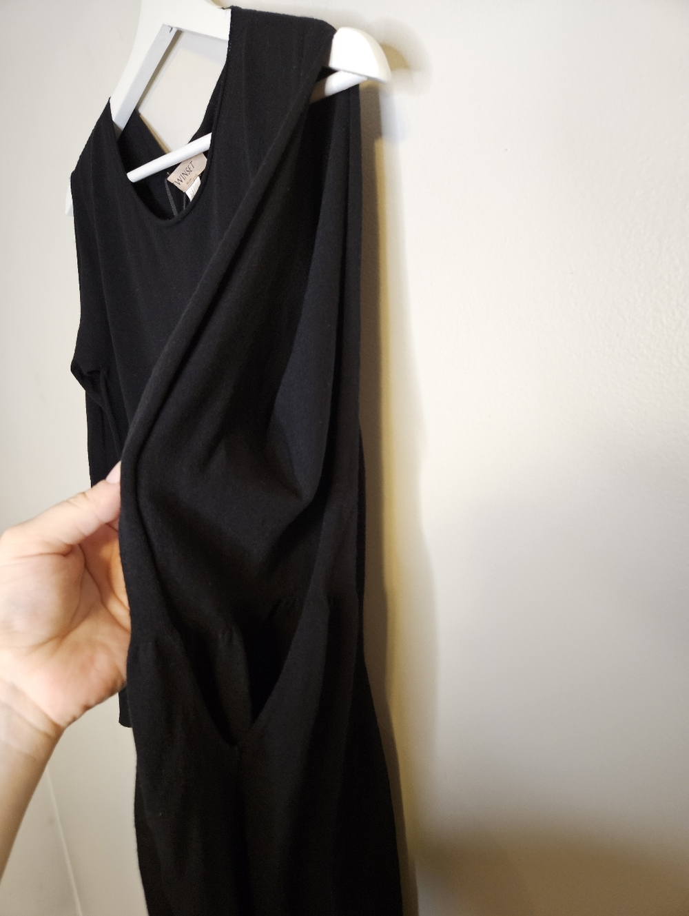 Twinset Milano Classic Black Long Sleeve Knit Midi Dress Split Sleeve NEW - Picture 2 of 10